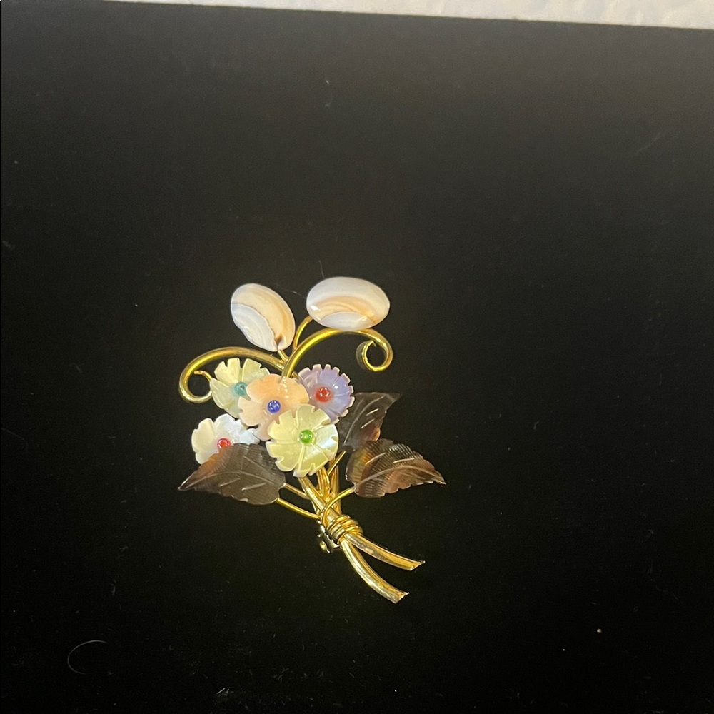 Charming Gold and Yellow Floral Brooch